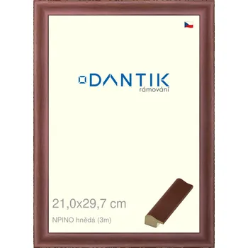 Rám na obraz DANTIK rámeček 21x29,7 | NPINO hnědá (Sklo Čiré) (Vyrobeno s láskou u nás v DANTIKU)