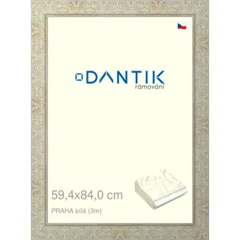 Rám na obraz DANTIK rámeček 59,4x84 | PRAHA Bílá (Plexi Čiré) (Vyrobeno s láskou u nás v DANTIKU)