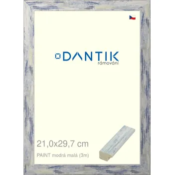 Rám na obraz DANTIK rámeček 21x29,7 | PAINT modrá malá (Sklo Čiré) (Vyrobeno s láskou u nás v DANTIKU)
