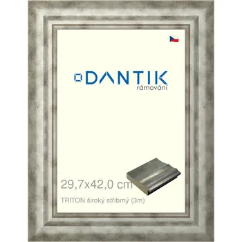 Rám na obraz DANTIK rámeček 29,7x42 | TRITON široký stříbrný (Plexi Čiré) (Vyrobeno s láskou u nás v DANTIKU)