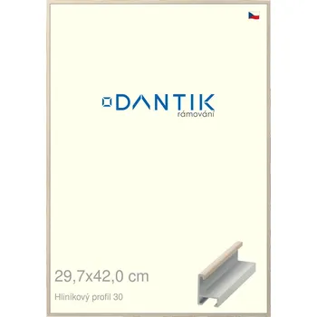 Rám na obraz DANTIK rámeček 29,7x42 | ALU profil 6030 Dýha slovnová kost (Plexi Čiré) (Vyrobeno s láskou u nás v DANTIKU)