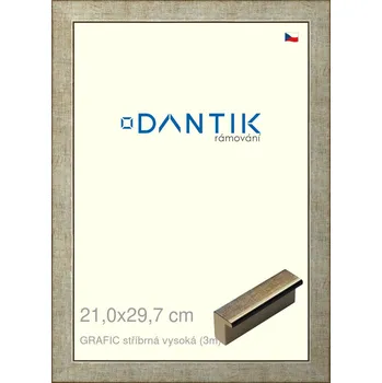 Rám na obraz DANTIK rámeček 21x29,7 | GRAFIC stříbrná vysoká (Sklo Čiré) (Vyrobeno s láskou u nás v DANTIKU)