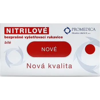 Vyšetřovací rukavice Rukavice nitrilové bez pudru Promedica bílé, 200 ks XL