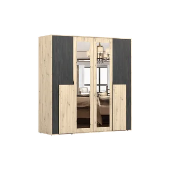 Šatní skříň IDZ Šatní skříň BAFRA 4D, 200 cm Dub Artisan/Norská borovice