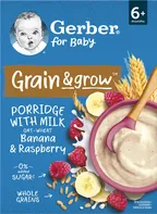 GERBER For Baby Grain&Grow mléčná kaše pšenično-ovesná 6 m+ 200 g banán/malina