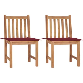 Petrashop Zahradní židle 2 ks s poduškami masivní teakové dřevo Červená3062925