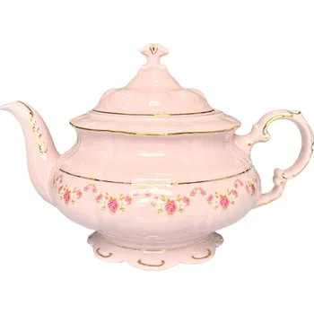 Konvice na čaj Čajová konvice, 1,50 l, růžový porcelán, kytičky, Leander