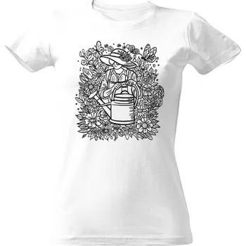 Dámské tričko Tričko s potiskem Zahradnice - černo-bílá dámské