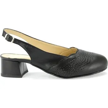 Dámské sandále Sandály dámské na podpatku De Plus 161-K-3513 černé kožené na široké chodidlo - 37