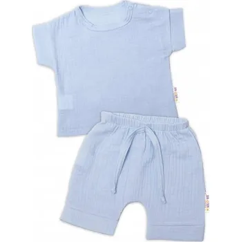 Kojenecké oblečení Baby Nellys 2-dílná mušelínová soupravička, tričko + kraťasky BOY, světle modrá, Velikost koj. oblečení 56 (1-2m)