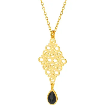 Náhrdelník Pozlacený stříbrný náhrdelník s broušeným sklem - AP535-0435