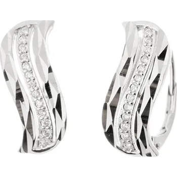 Náušnice Gravírované stříbrné náušnice s čirými zirkony STNAU1828F