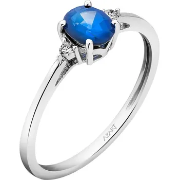 Prsten Prsten z bílého zlata s diamanty a safírem - ryzost 585 - 203.221