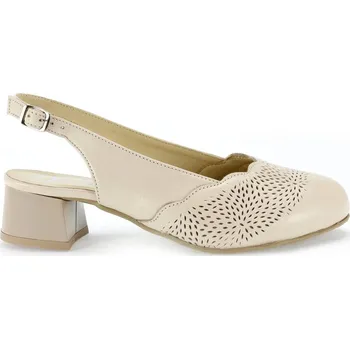 Dámské sandále Sandály dámské na podpatku De Plus 161-K-3513 béžové kožené na široké chodidlo - 45