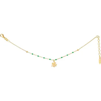 Náramek Pozlacený stříbrný náramek se smaltem - čtyřlístek - AP535-3753