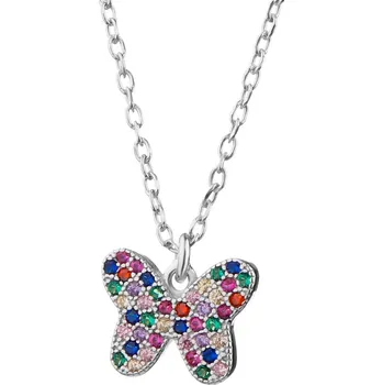 Náhrdelník Stříbrný náhrdelník se zirkony - motýl - AP534-8129