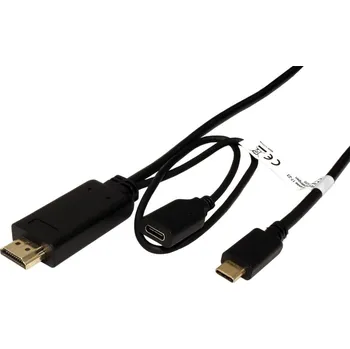 Datové redukce ROLINE ROLINE Kabel USB C(M) -> HDMI A(M) + USB C(F) PD, 4K@60Hz, 2m, černý