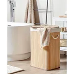 Úložný koš světle hnědé dřevo bambusové dřevo s víkem koš na prádlo boho doplňky do domácnosti Beliani