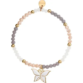 Náramek Pozlacený náramek z mosazi se skleněnými detaily a detaily z křišťálové pryskyřice - AR530-1979