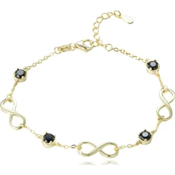 Náramek Dámský stříbrný náramek nekonečno s černými zirkony JMAS0232GB19 16-20 cm