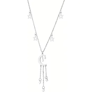Náhrdelník Stříbrný náhrdelník - půlměsíc, hvězdy - AP532-5332