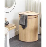 Úložný koš s víkem světle hnědý bambusové dřevo rohový koš na zip na prádlo doplněk Beliani