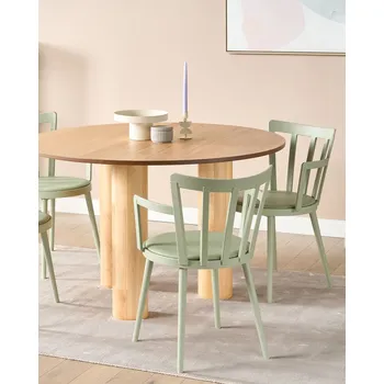 Jídelní židle Sada 4 jídelních židlí zelený syntetický čalouněný sedák z umělé kůže Moderní minimalistický styl Obývací pokoj Beliani