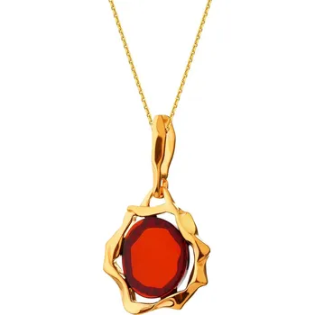 Přívěsek Pozlacený stříbrný přívěsek s jantarem - AP532-7730