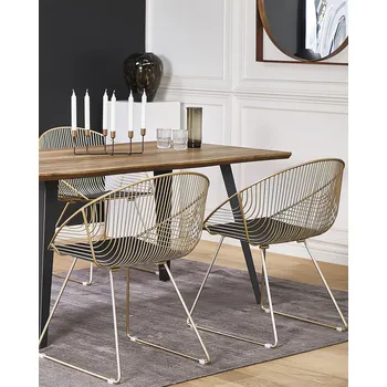 Jídelní židle Sada 2 jídelních židlí zlatá kovový rám černý podsedák z umělé kůže moderní glamour styl jídelna Beliani