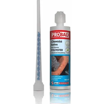 Průmyslové lepidlo PROBAU Chemická kotva polyester, 165 ml, 1× mixážní tryska, bez styrenu 54214