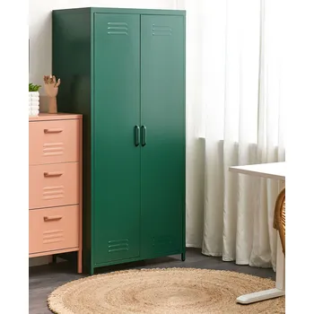 Šatní skříň Úložná skříňka do domácí kanceláře zelená ocelová 2 dvířka 4 police industriální design Beliani