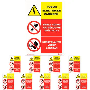 Walteco Pozor, elektrické zařízení, trojkombinace, 148x210mm, samolepka Množství: 10 ks