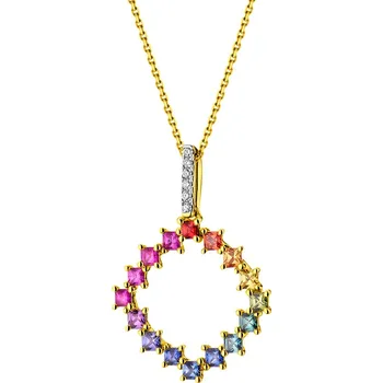 Přívěsek Zlatý přívěsek s brilianty a barevnými safíry - ryzost 585 - 210.110