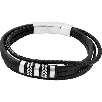 Náramek Náramek z ušlechtilé oceli a kůže - AZ533-8400