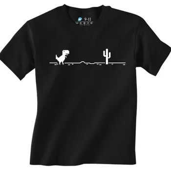Chlapecké tričko Dětské tričko Offline Dobrodružství Chrome Dino Game (Od 3 do 13 let) (Velikost: 12-13, Barva: Černá)