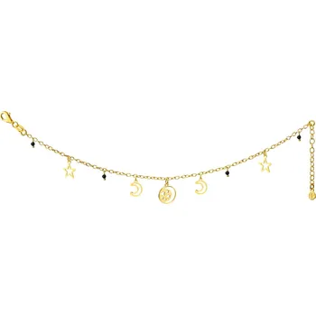 Náramek Pozlacený stříbrný náramek se sklem - půlměsíce, hvězdy - AP532-0674