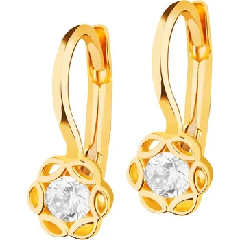 Náušnice Zlaté náušnice se zirkony - květiny - AP537-2599