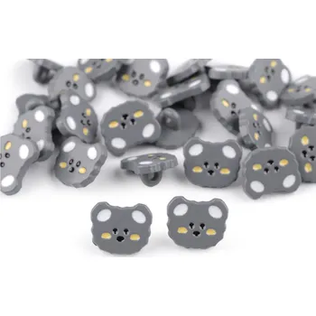 Knoflík Knoflík dětský velikost 24" medvídek, barva 4 šedá