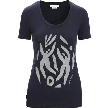 Icebreaker Women's Merino Tech Lite II Short Sleeve Scoop Tee Nature Celebration, Midnight Navy 0A56NS735 dámské tričko M + Doprava zdarma