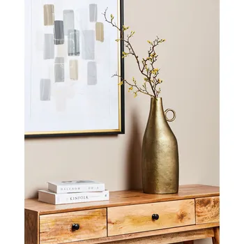 Váza Dekorativní váza mosazný povrch hliník 46 cm s rukojetí moderní styl dekorace doplňky Beliani