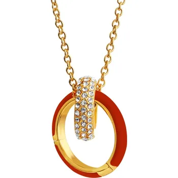 Náhrdelník Pozlacený náhrdelník z mosazi se zirkony a smaltem - AR535-1176