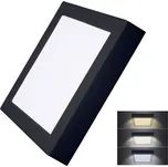 LED mini panel CCT, přisazený, 18W, 1530lm, 3000K, 4000K, 6000K, čtvercový, černá barva