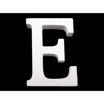 Dřevěná dekorace písmena abecedy, barva 5 "E" bílá sněžná