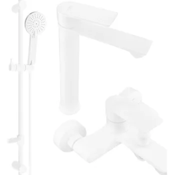 MEXEN/S - Royo DF40 Set umyvadlové a vanové baterie s příslušenstvím, bílá 72213DF40-20