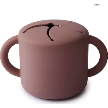 dětská jídelní sada MUSHIE silikonový kelímek na snack Woodchuck