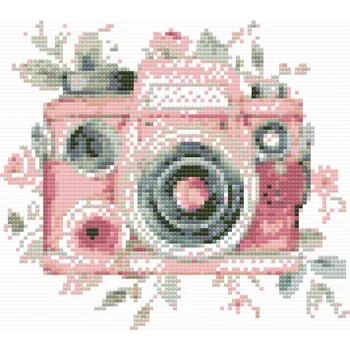 Diamantové malování Diamantové malování - Květinový fotoaparát Velikost: 30x30cm, Rámování: Pouze srolované plátno, Diamanty: Kulaté