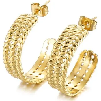 Náušnice Ocelové Náušnice půlkruhy Vangel Zlaté Impress Jewelry 97k-cube