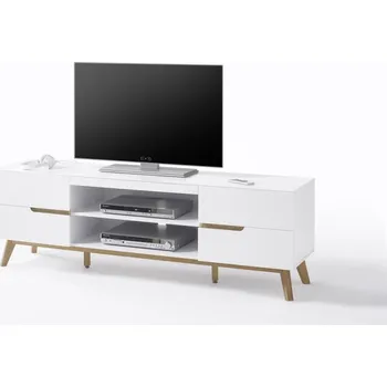 Televizní stolek Televizní stolek CERVO (Bílá + Dub)