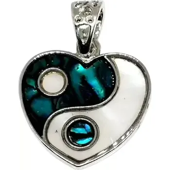 Přívěsek Přívěsek Jin-Jang s mušlí paua - srdíčko