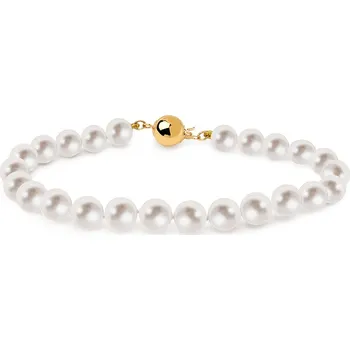 Šperk Náramek s perlami 7mm a zlatou kuličkou PE249 + dárkové balení LUXUS zdarma